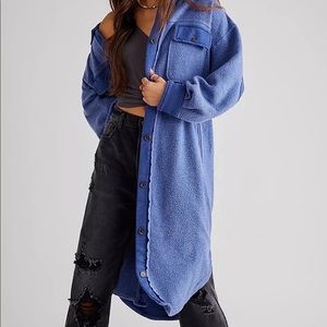 Free People Long Ruby Jacket NWOT Blue